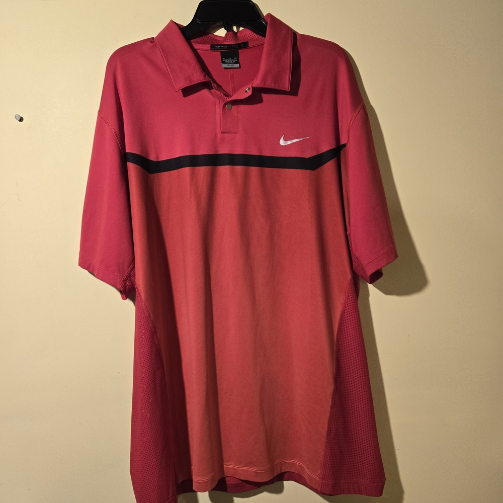 Nike Men’s Red Polo Golf Shirt with Black Accents.